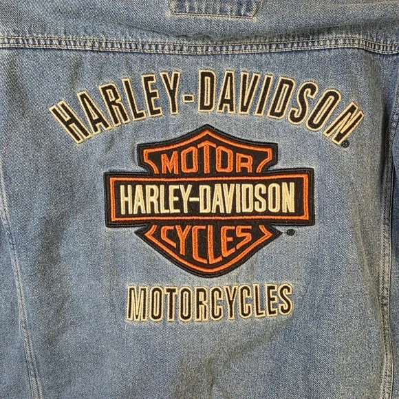 Harley-Davidson Denim Jacket 3XL Big & Tall Blue Jean Trucker Embroidered Logo - Picture 11 of 11